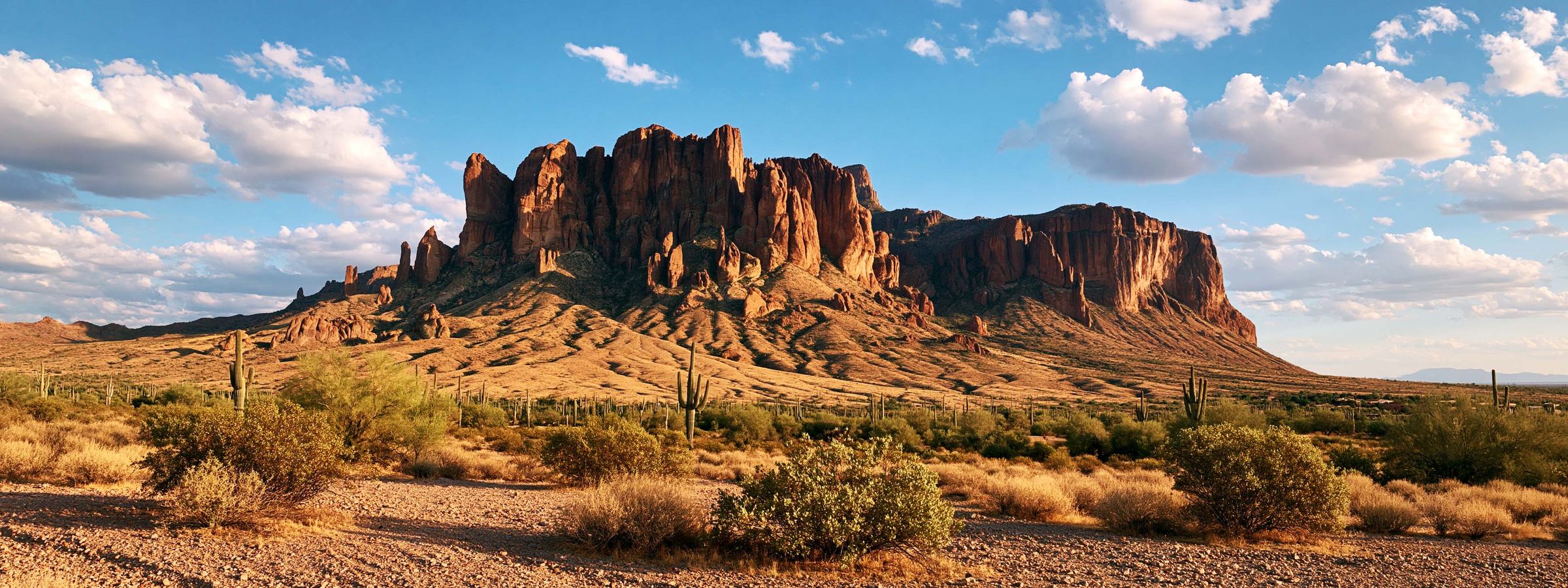 Desert bajada below a rock escarpment near Apache Junction, AZ